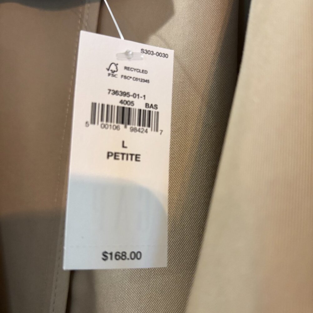 GAP Classic Trench Coat Petite Large NWT | Khaki Belted Long Coat - Picture 2 of 7